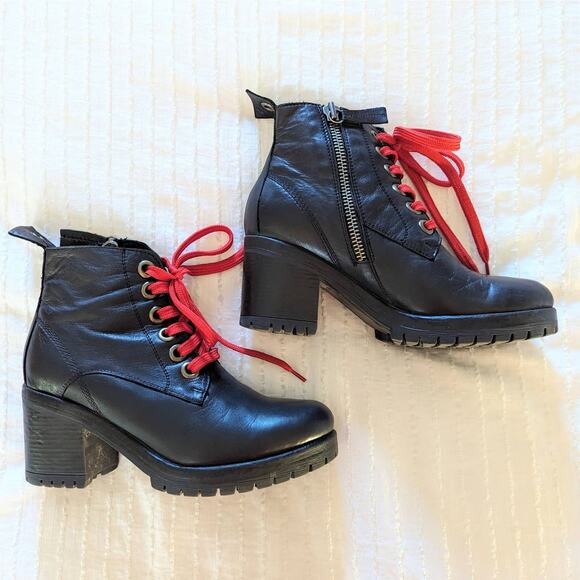 Bueno Felix Black Leather Combat Boots size 9.5 - Picture 2 of 8